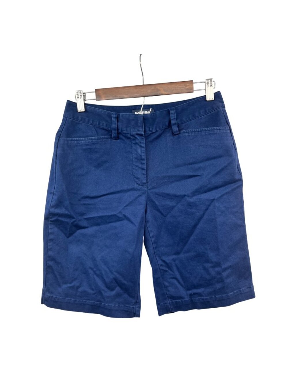 Lands' End Womens Khaki Bermuda Short Navy Mid Rise Size 2